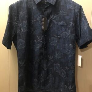 Van Heusen Men's Navy Hawaiian Floral Button Down Shirt